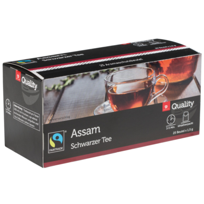 Quality Tee Assam Tassenportionen im Aromaschutzbeutel 25er kräftiger Schwarztee mit vollem Aroma